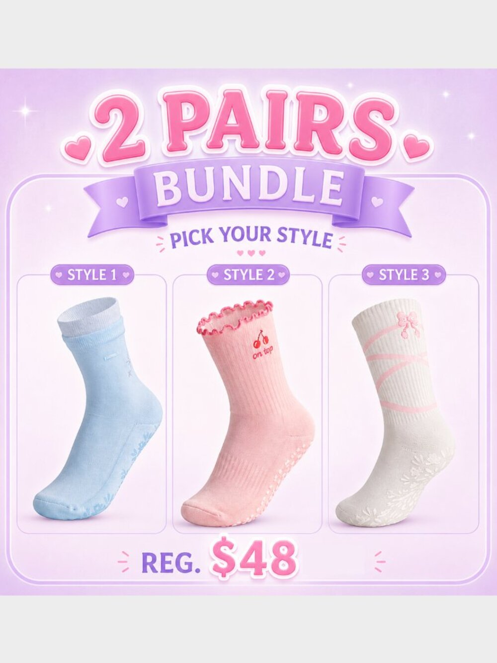 Any 2 pairs Mix & Match Pilates Grip Socks
